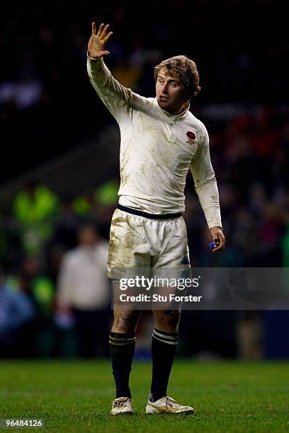 Mathew Tait of England gives team mates instructions during the RBS 6 Nations Championship match between England and Wales at Twickenham Stadium on...