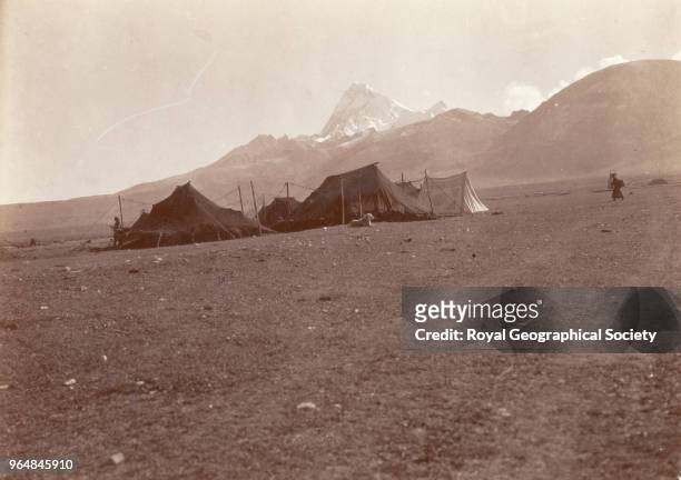 Chomolhari and Tibetan Camp near Phari, In 1920 Lieutenant Colonel Howard-Bury and Sir Charles Bell visited Lhasa to obtain permission to map and...