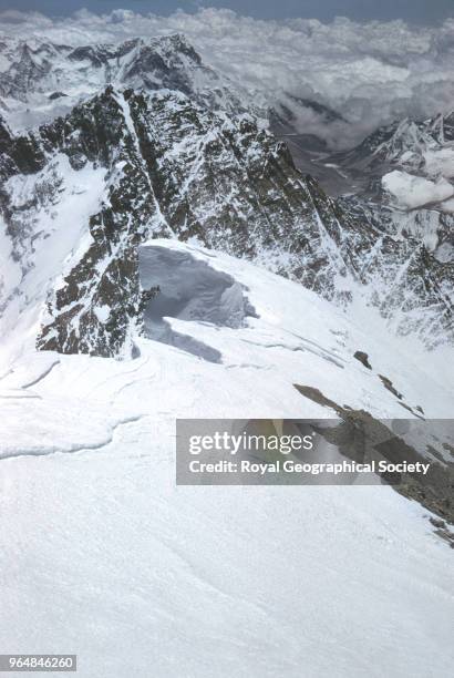 View from the summit looking south, View from the summit looking south showing Lhotse II, Lhotse I and the Hongu Glacier, Nepal, 29th May 1953. Mount...