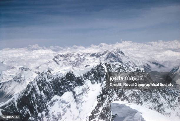 View from the summit looking south, South view from the summit, showing Lhotse II, Lhotse I and the Hongu Glacier, Nepal, 29th May 1953. Mount...