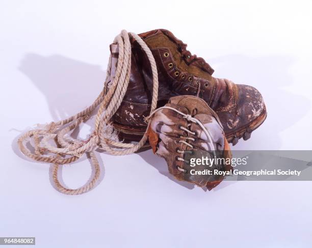 Mallory's boot, fragments of second boot and climbing rope, Boot, fragments of second boot and climbing rope belonging to George Leigh Mallory. These...