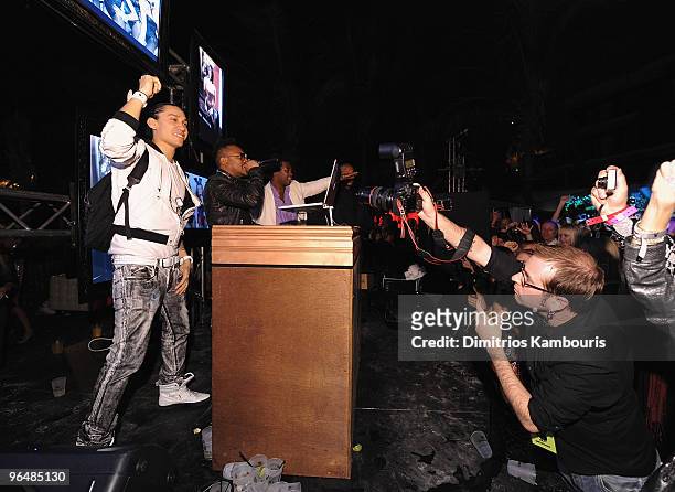 Taboo, apl.de.ap of the Black Eyed Peas and DJ Reach attend Playboy's Super Saturday Party at Sagamore Hotel on February 6, 2010 in Miami Beach,...