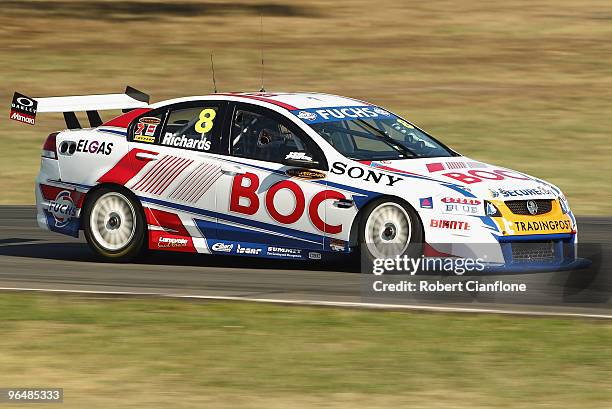 Jason Richards drives the Team BOC Holden during the V8 Supercars official test day at Winton Raceway on February 8, 2010 in Melbourne, Australia.