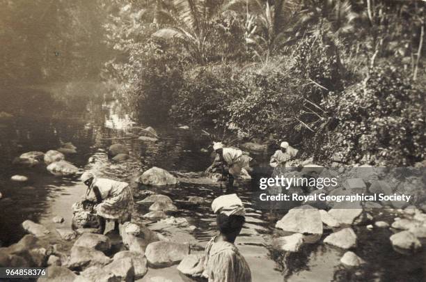 Washing day - Tobago, Trinidad and Tobago, 1912.