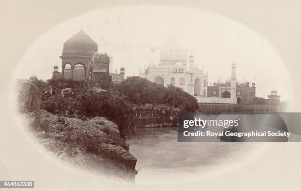 The Taj Mahal from the river in Agra , The 'Taj Mahal' is situated in the northern city of Agra. Emperor Shah Jahan began construction of this Mughal...