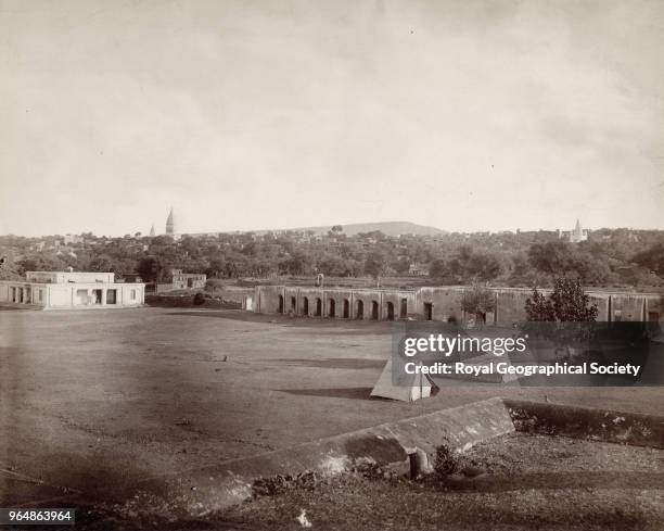 Panoramic view of Jammu, Image taken during the 'Gilgit Mission' of 1885-86 with Colonel W.S.A Lockhart and Colonel R.G. Woodthrope, Jammu & Kashmir,...