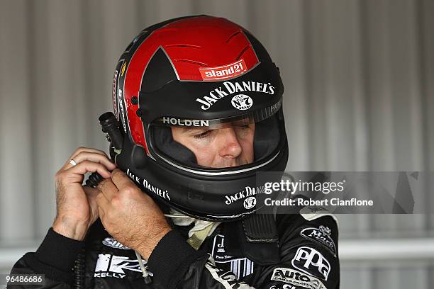 Todd Kelly driver the Jack Daniel's Racing Holden prepares to drive during the V8 Supercars official test day at Winton Raceway on February 8, 2010...