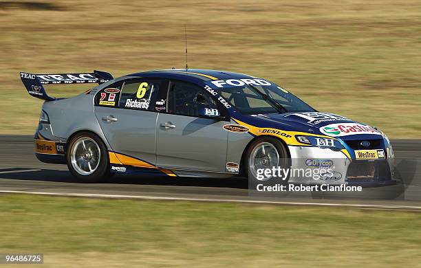 Steven Richards drives the Ford Performance Racing Ford during the V8 Supercars official test day at Winton Raceway on February 8, 2010 in Melbourne,...