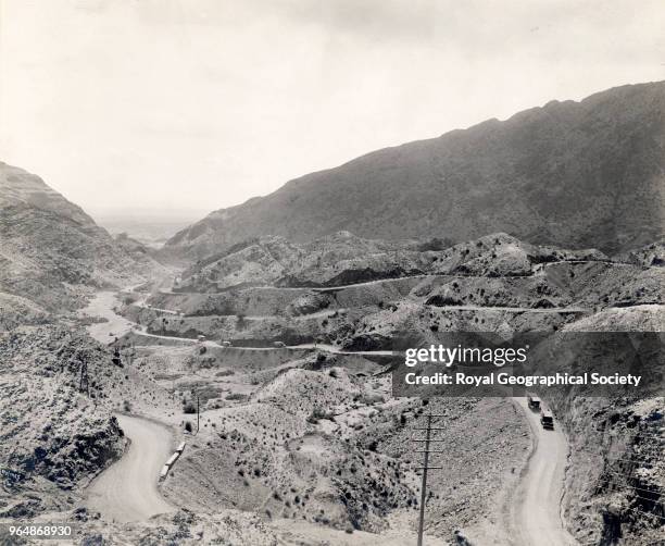 Exit of the Pass into the Peshwar Plains, showing the roads, North West Frontier, Pakistan, 1919.