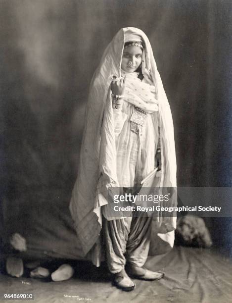 Pathan Woman, North West Frontier, The term 'Pathan' is a corruption of the term Pashtun meaning a member of one of the inter-related tribes on both...