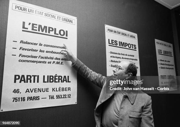 Serge Dassault announces the creation of a new Parti Libéral on February 20, 1982 in Paris, France. Serge Dassault is an entrepreneur, a conservative...