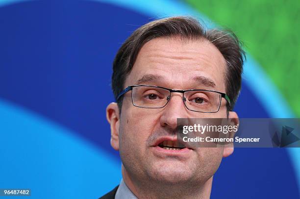 Communications Director Mark Adams talks during an IOC press briefing on February 7, 2010 in Vancouver, Canada.