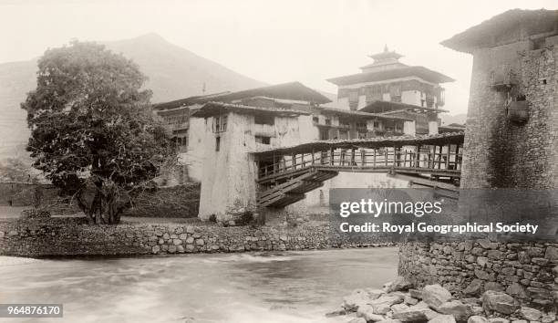 Punakha from the Mo Chhu , This image is probably of 'Punakha Dzong', the second of Bhutan's dzongs . It was designed by the architect Zowe Palep and...