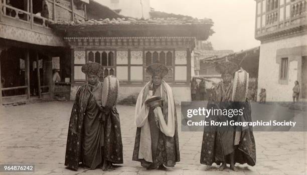 Monastic dancers at Tongsa Tong , The 'Trongsa Dzong' was built in its present form in 1644 by Chhogyel Minjur Tenpa, it was later enlarged at the...