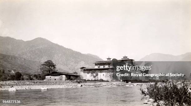 Punakha Fort, This image is probably of 'Punakha Dzong', the second of Bhutan's dzongs . It was designed by the architect Zowe Palep and built in...