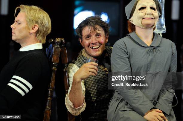 Benjamin Hulett as Tamino, Jonathan McGovern as Papageno and Lara Marie Muller as Papagena in Wolfgang Amadeus Mozart's Die Zauberflote directed by...