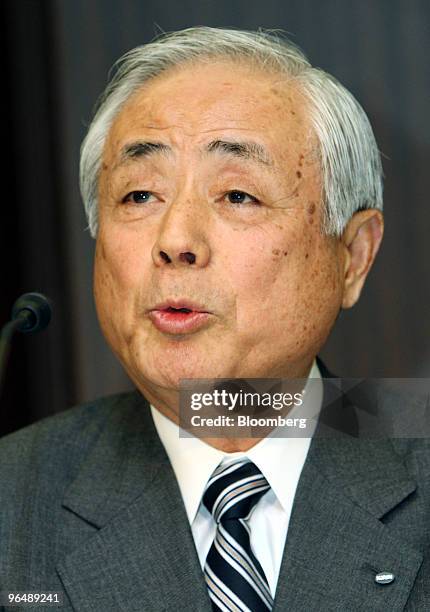 Kazuyasu Kato, president of Kirin Holdings Co., speaks during a news conference in Tokyo, Japan, on Monday, Feb. 8, 2010. Kirin Holdings Co., Japan's...