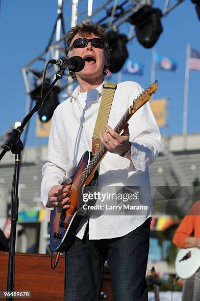 Steve Winwood performs at Super Bowl XLIV Tailgate Concert at Sun Life Stadium on February 7, 2010 in Miami Gardens, Florida.