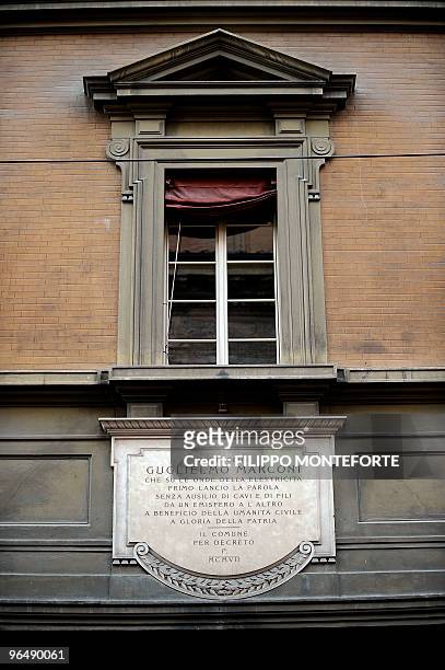 Tablet commemorates the house where Italian inventor Guglielmo Marconi was born in central Bologna on February 7, 2010. Marconi reeived the nobel...