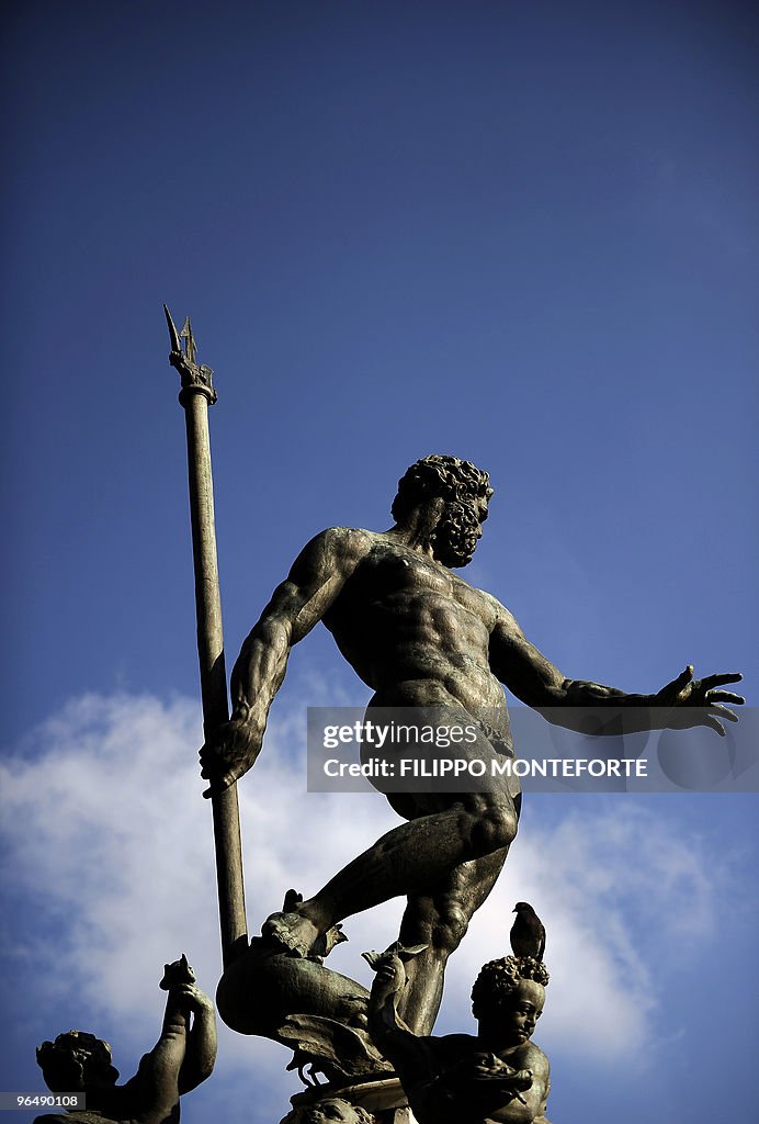 The statue of Poseidon in central Bologn