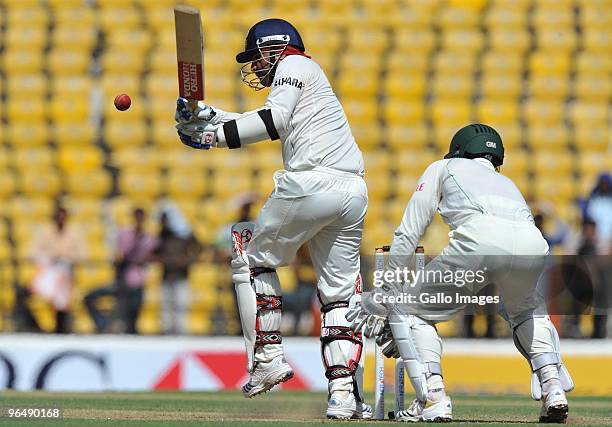 Virender Sehwag of India on his way to 100 during the day 3 of the 1st test between India and South Africa from Vidarbha Cricket Association Ground...