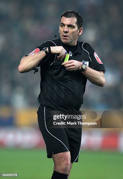 Referee Phil Dowd during the Barclays Premier League match between Hull City and Manchester City at the KC Stadium on February 6, 2010 in Hull,...