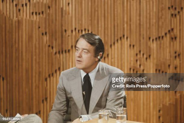 American diplomat and Democratic Party's nominee for Vice President, Sargent Shriver is interviewed on CBS Television News in New York during the...