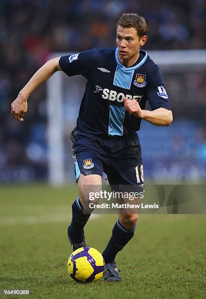 Jonathan Spector of West Ham United in action during the Barclays Premier League match between Burnley and West Ham United at Turf Moor on February...