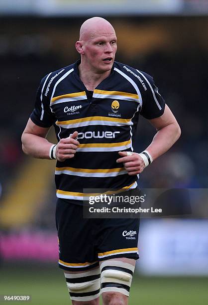 Craig Gillies of Worcester Warriors during the LV Cup match between Worcester Warriors and London Irish at Sixways Stadium on February 6, 2010 in...