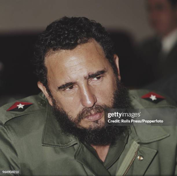 Cuban revolutionary leader and First Secretary of the Communist Party of Cuba, Fidel Casto pictured during a visit to Czechoslovakia on 26th June...