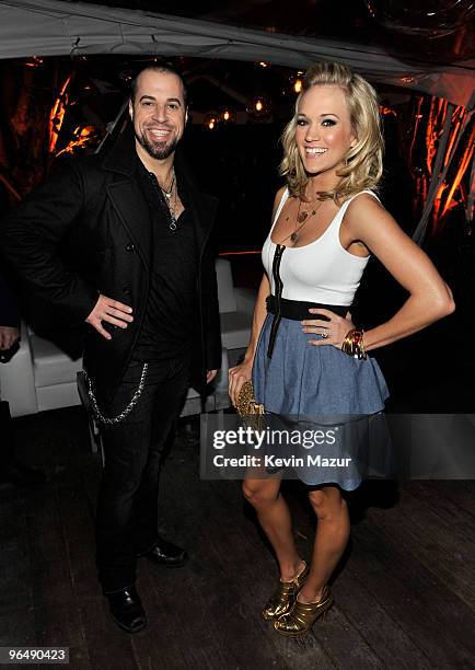 Musician Chris Daughtry and Musician Carrie Underwood attend the Super Bowl Party hosted by Creative Artists Agency at the W Hotel: South Beach on...