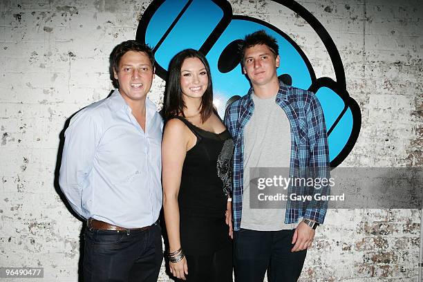 Merrick Watts, Ricki Lee Coulter and Scott Dooley, attend the Nova 969 launch party for their 2010 on-air season at the Australian Technology Park on...