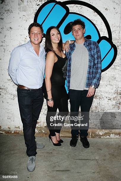 Merrick Watts Ricki Lee Coulter and Scott Dooley attend the Nova 969 launch party for their 2010 on-air season at the Australian Technology Park on...