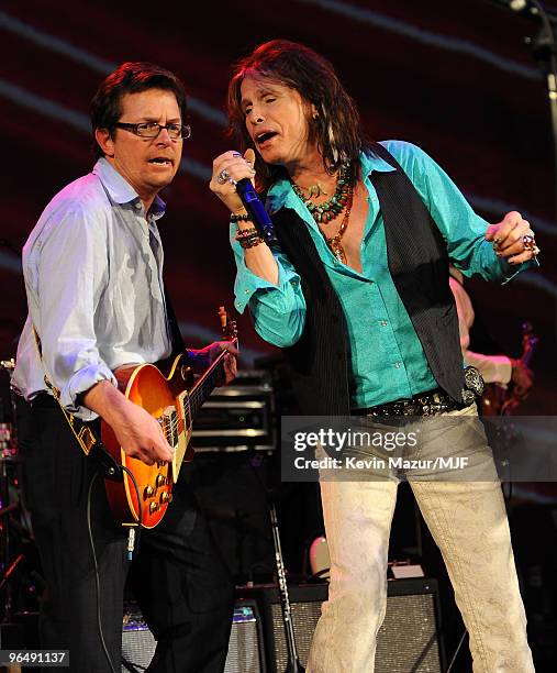 Michael J. Fox and Steven Tyler perform onstage during The Michael J. Fox Foundation�s 2009 Benefit, "A Funny Thing Happened on the Way to Cure...