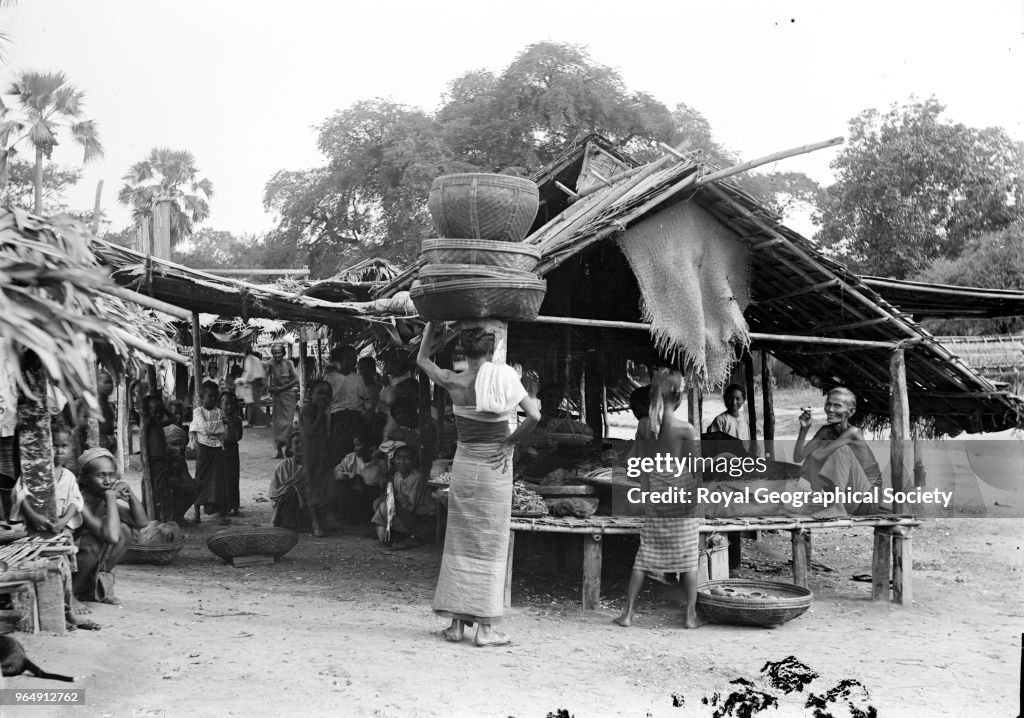 Bazaar scene in Burma proper