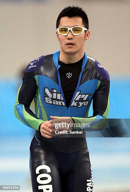 Joji Kato looks on during the official training of the Speed Skating Vancouver Olympic Qualifier at M Wave on December 27, 2009 in Nagano, Japan.