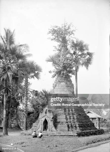 Temple Stupa , The Wut is a temple with dais for a Buddha. This image was taken circa 1890-99, Myanmar, 1890.