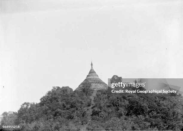 Stupa on hill', This image was taken circa 1890-99, Myanmar, 1890.