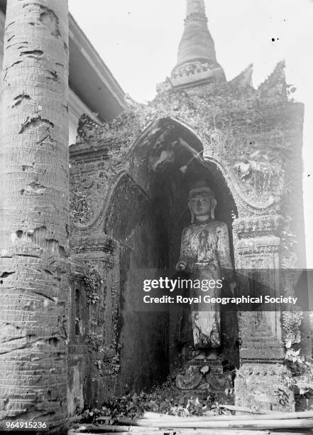 Standing Buddha in niche', This image was taken circa 1890-99, Myanmar, 1890.