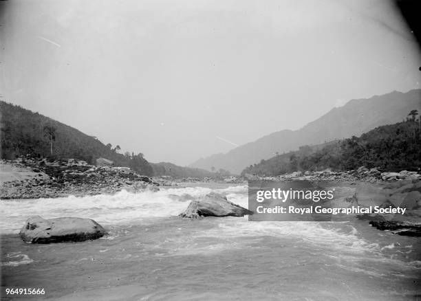 Great Rapid of the Salween', This image was taken circa 1890-99, Myanmar, 1890.