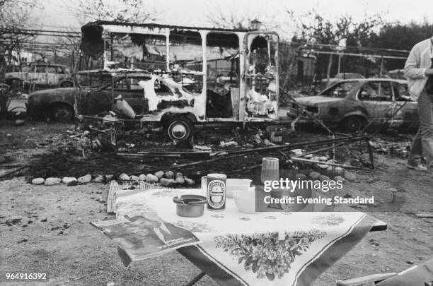 'Los Alfaques' campsite devastated by a propane gas explosion after a truck loaded with 43 tonnes of propane hit a building and exploded, Alcanar,...