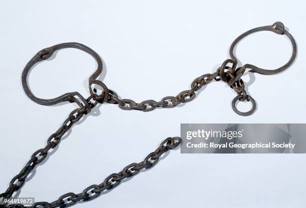 Slave chains for the neck brought back by Livingstone, These chains are part of a set brought from Africa by David Livingstone.They consist of four...