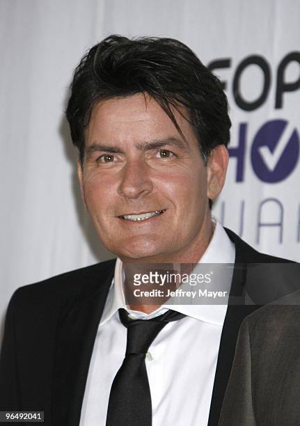 Charlie Sheen poses in the press room for the 35th Annual People's Choice Awards at The Shrine Auditorium on January 7, 2009 in Los Angeles,...