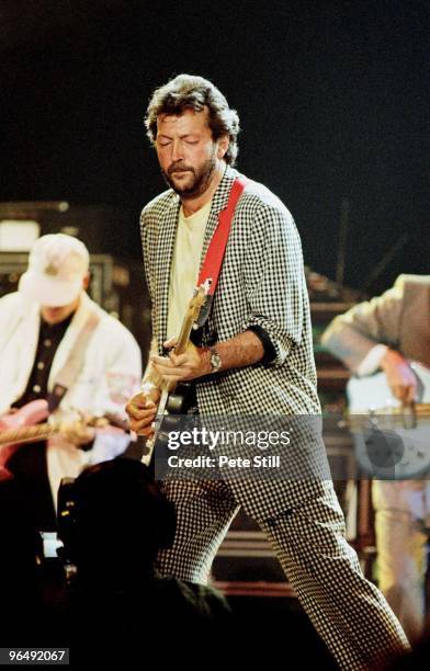 Eric Clapton performs on stage, at Wembley Arena for The Princes Trust, on June 6th 1987 in London, United Kingdom.