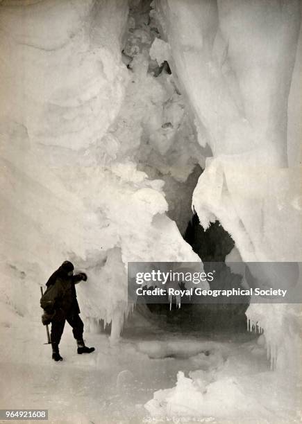 Entrance to Land's End Glacier - Captain Scott, Antarctica, 28th April 1911. British Antarctic Expedition 1910-1913.