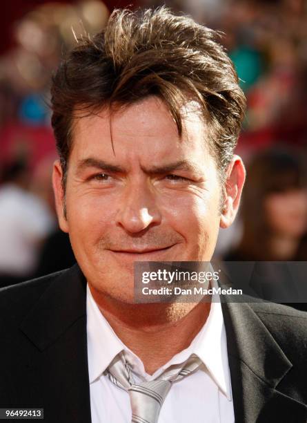 Actor Charlie Sheen arrives at the 61st Primetime Emmy Awards held at the Nokia Theatre on September 20, 2009 in Los Angeles, California.
