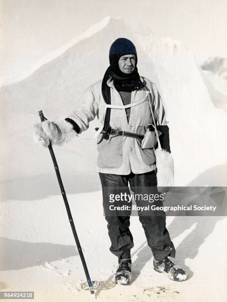 Captain Scott at the ice crack, Antarctica, 8th October 1911. British Antarctic Expedition 1910-1913.
