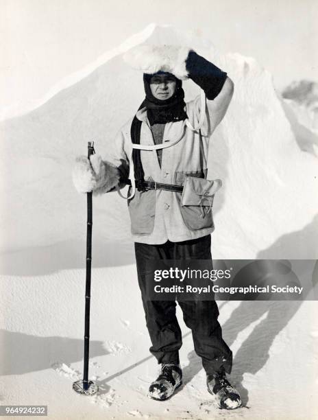 Captain Scott at the ice crack, Antarctica, 8th October 1911. British Antarctic Expedition 1910-1913.