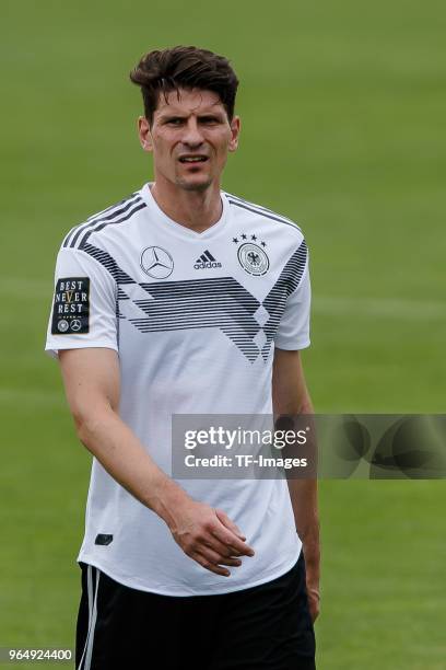 Mario Gomez of Germany looks on during the Southern Tyrol Training Camp day two on May 24, 2018 in Bolzano, Italy.