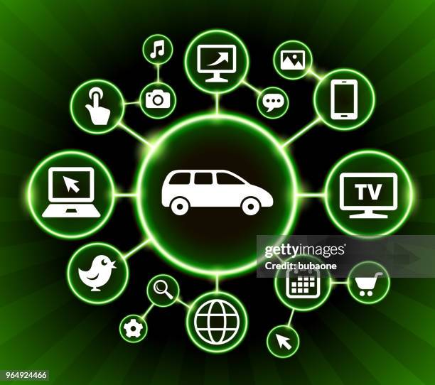minivan internet communication technology dark buttons background - car touchscreen stock illustrations